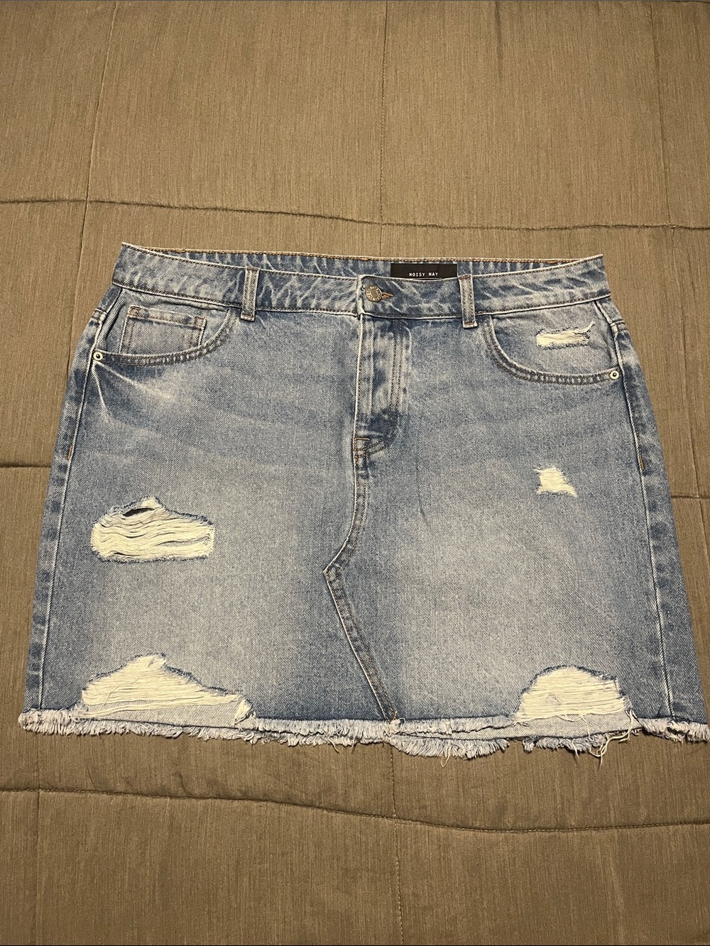 NOISY MAY Light Blue Distressed Denim Skirt